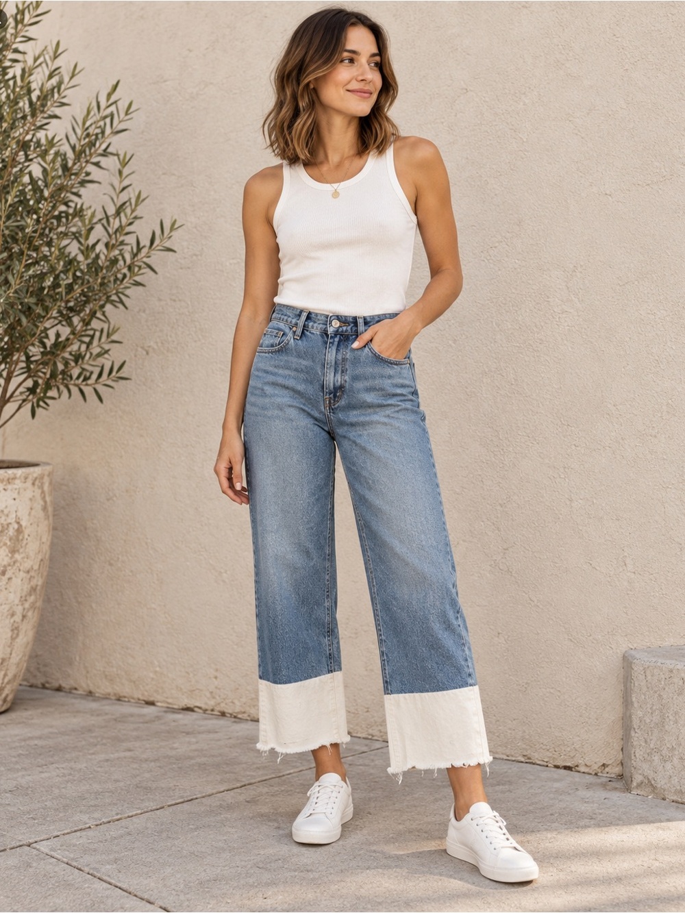 Wide Leg Bleached Cropped Jeans Raw Hem a.n.a. Size 10 EUC #876